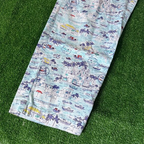 Talbots Flat Front The Weekend Chino Santorini Print Blue Casual Pants Size 12 - Picture 5 of 14